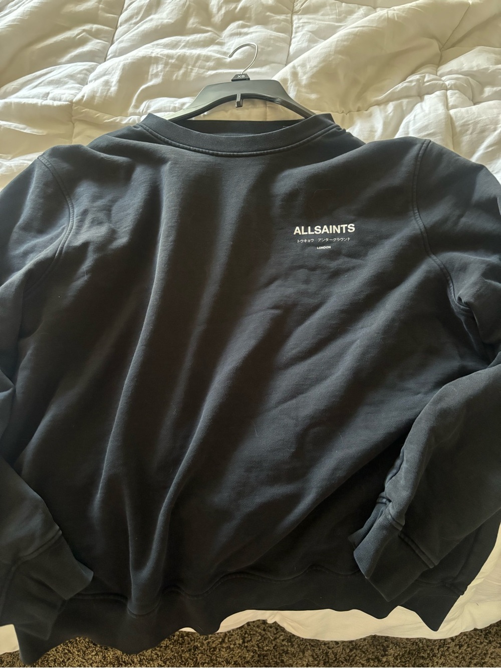 AllSaints Black Crewneck Sweatshirt with Small Logo